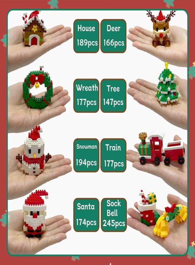 CHHOEAV 8 Pack Mini Christmas Building Blocks Toys, Classroom Prizes Birthday Gifts, Christmas Stocking Stuffers for Kids Boys Girls Age 6-12+ - Image 3